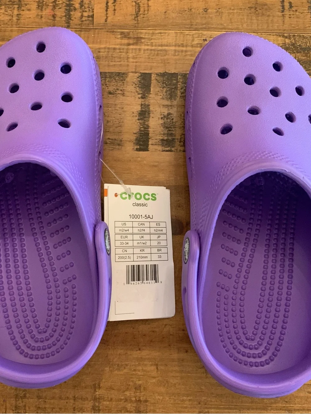CROCS Kids Adult Classic Purple Clogs with Heel Strap